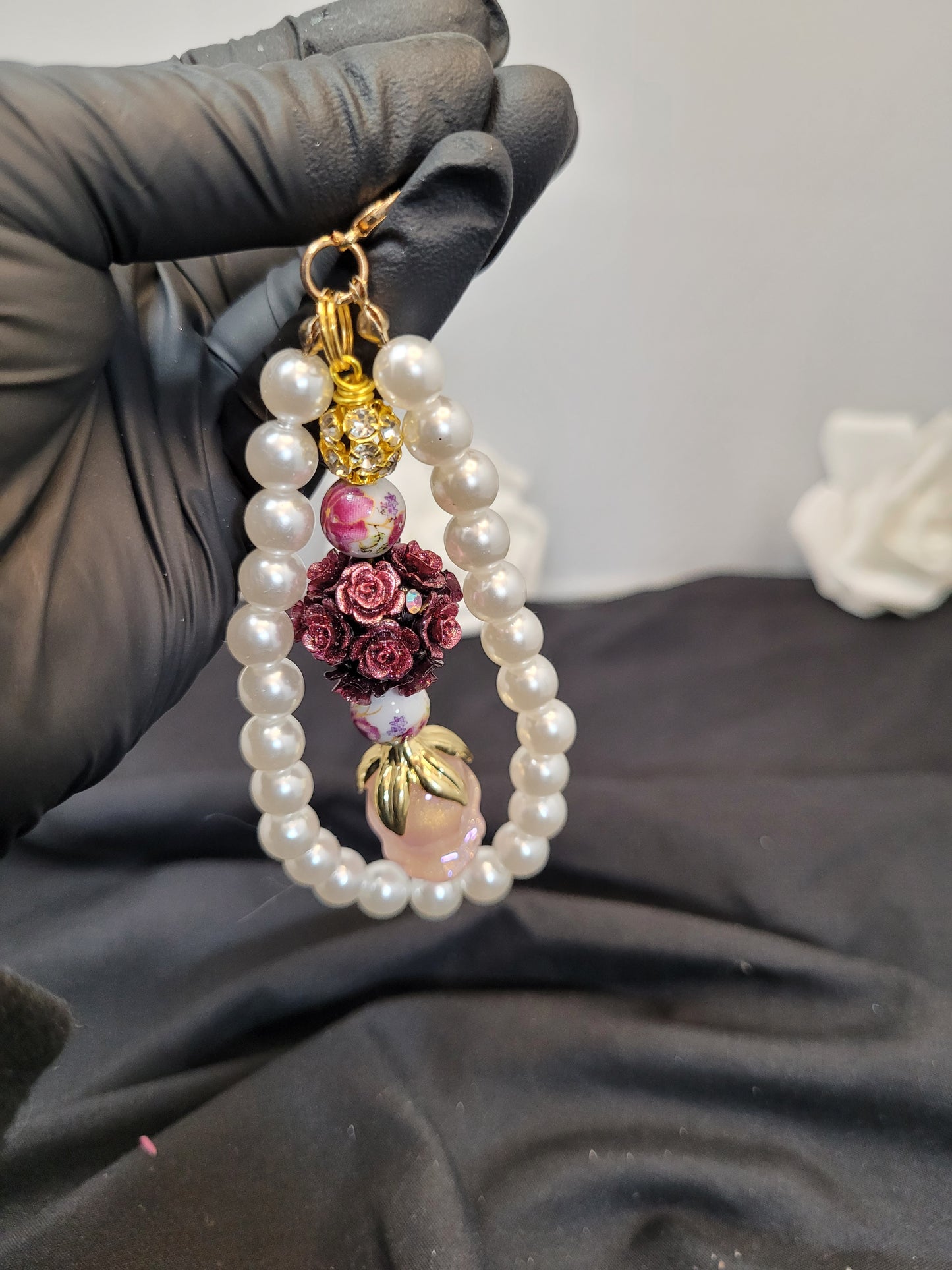 Rose Ball Cell Phone Dangle / Keychain