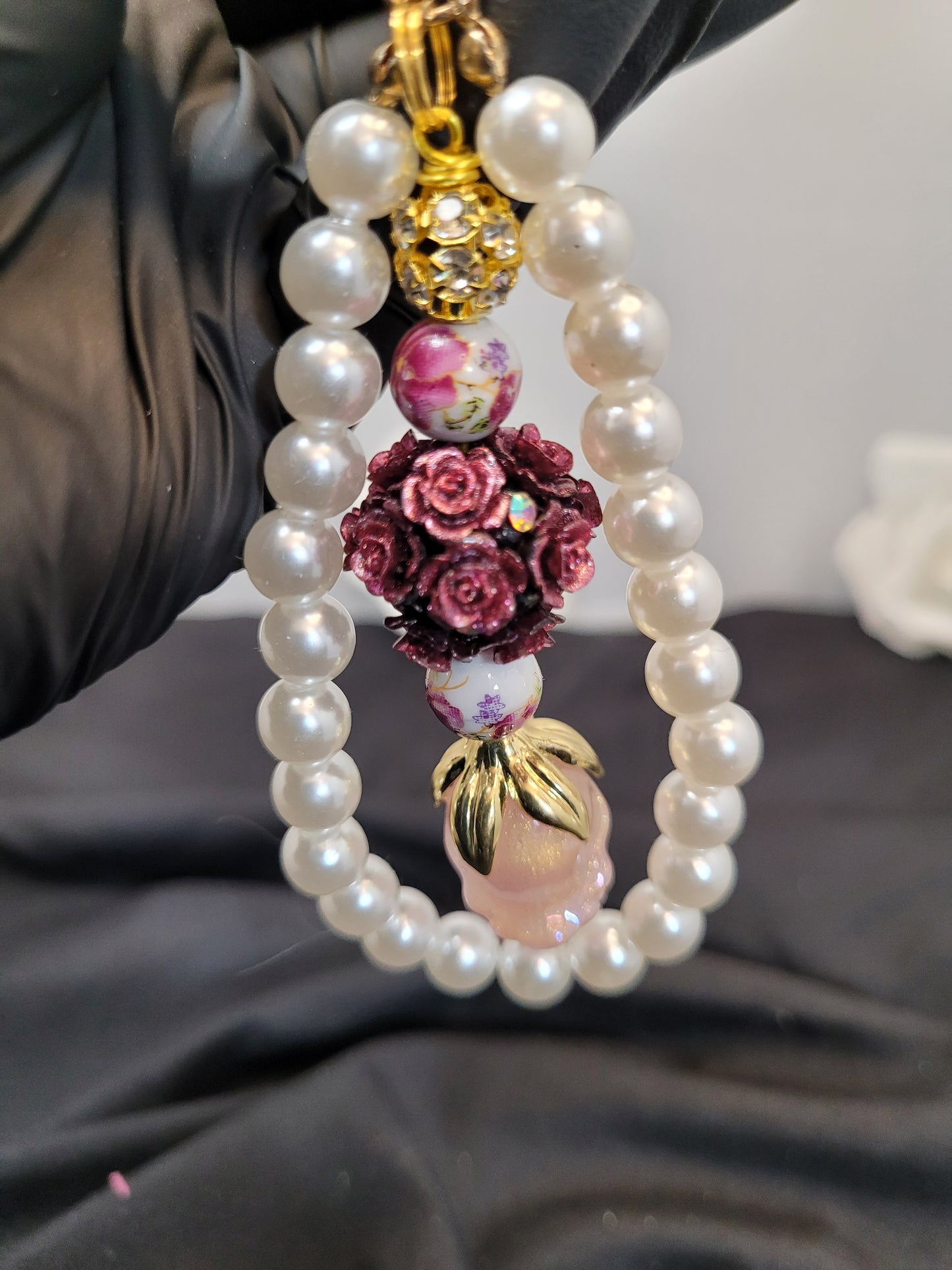 Rose Ball Cell Phone Dangle / Keychain