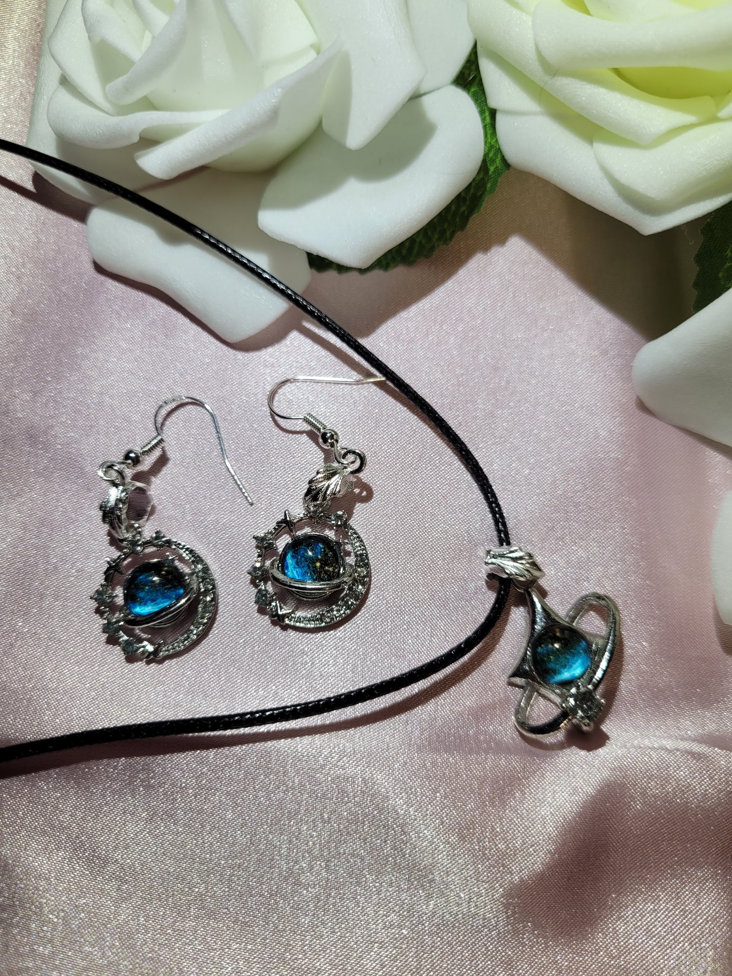 Blue Universe Necklace and Earrings