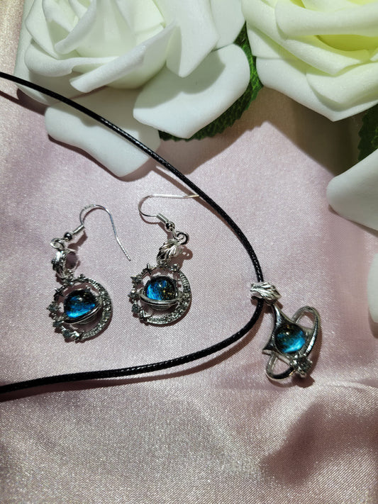 Blue Universe Necklace and Earrings