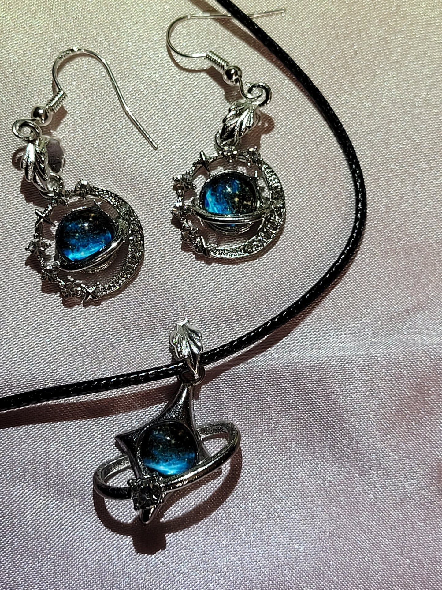 Blue Universe Necklace and Earrings