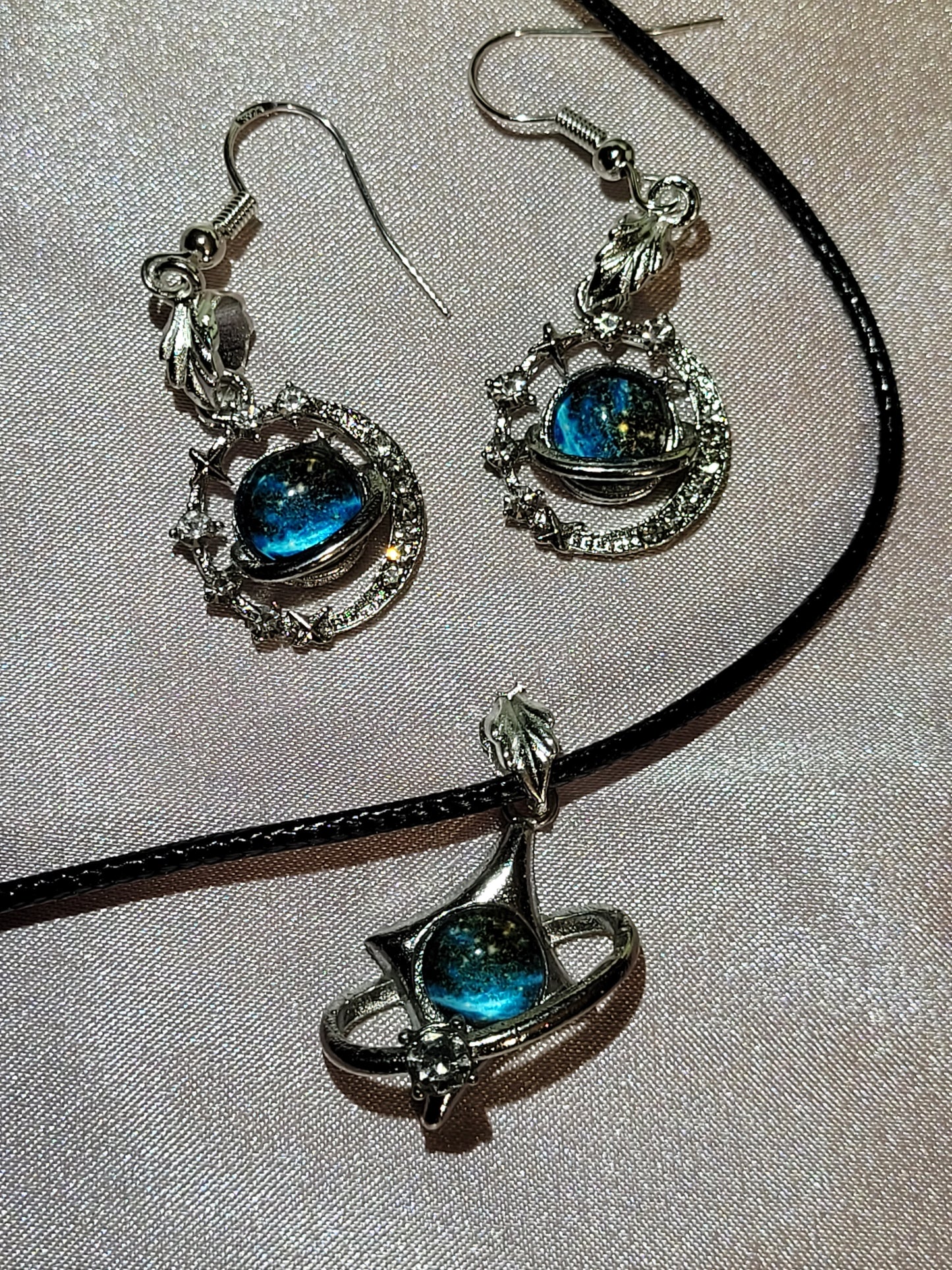 Blue Universe Necklace and Earrings