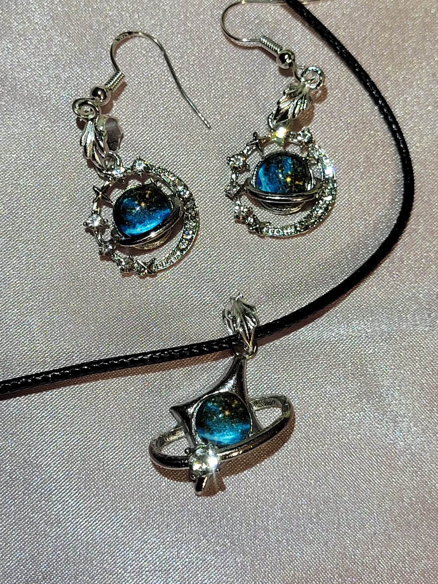 Blue Universe Necklace and Earrings