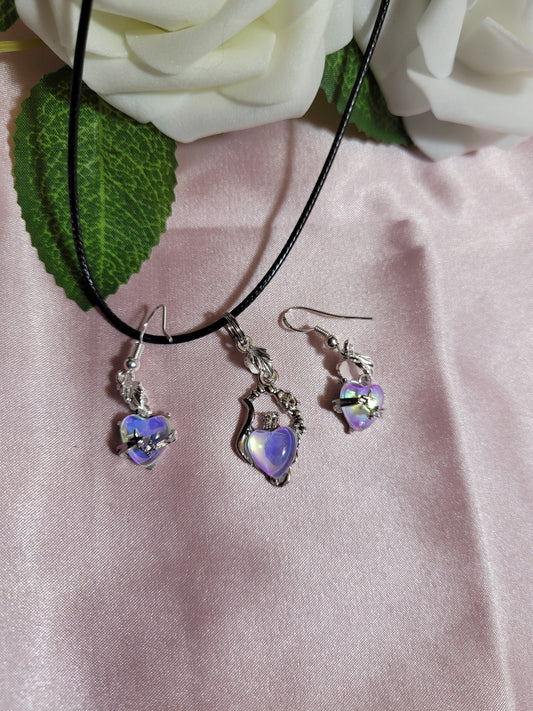 Heart and Stars Necklace and Earring Set