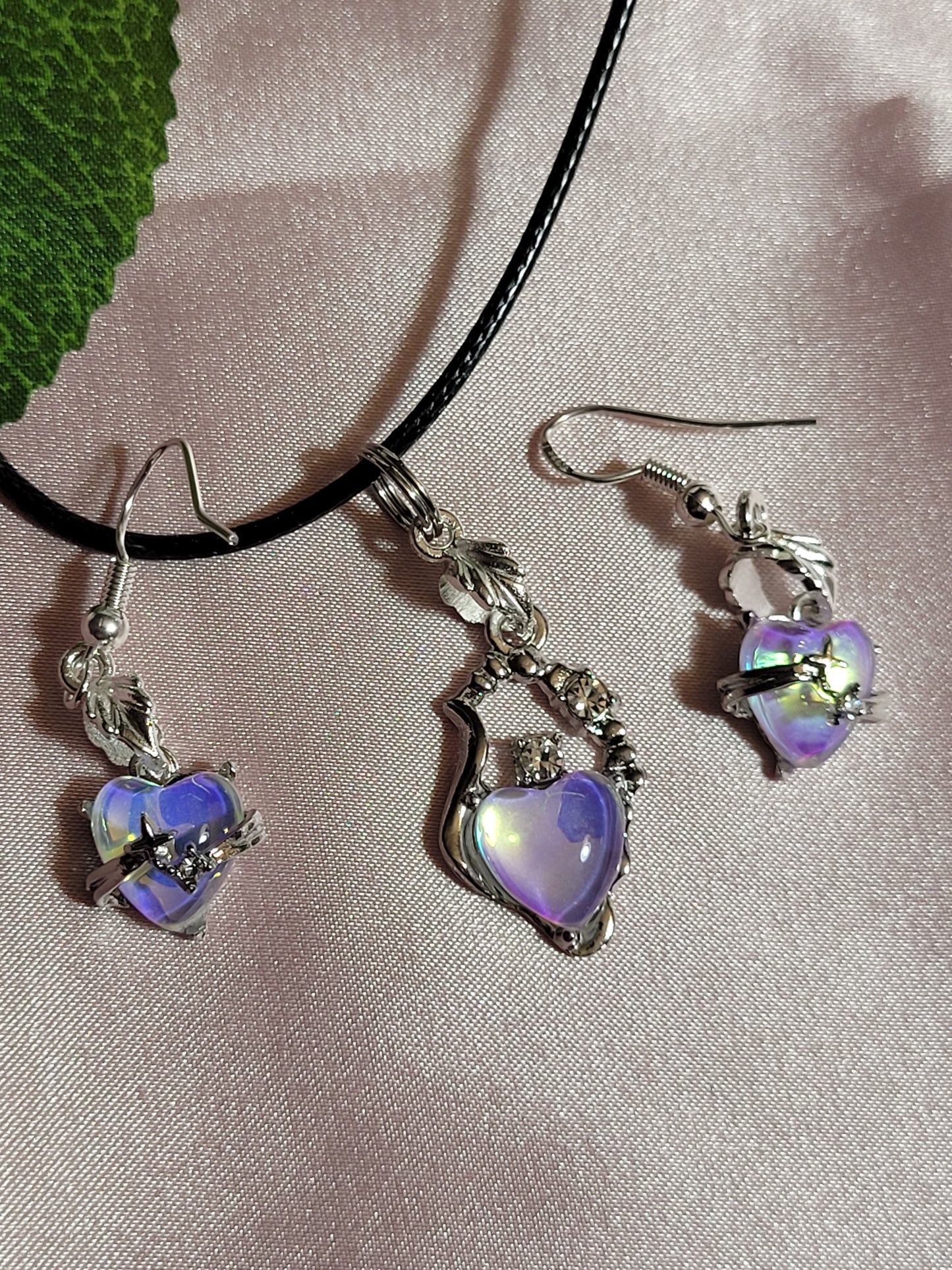 Heart and Stars Necklace and Earring Set