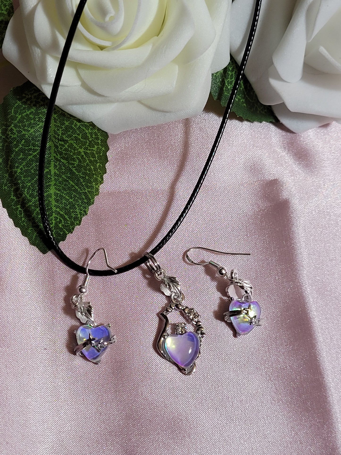 Heart and Stars Necklace and Earring Set