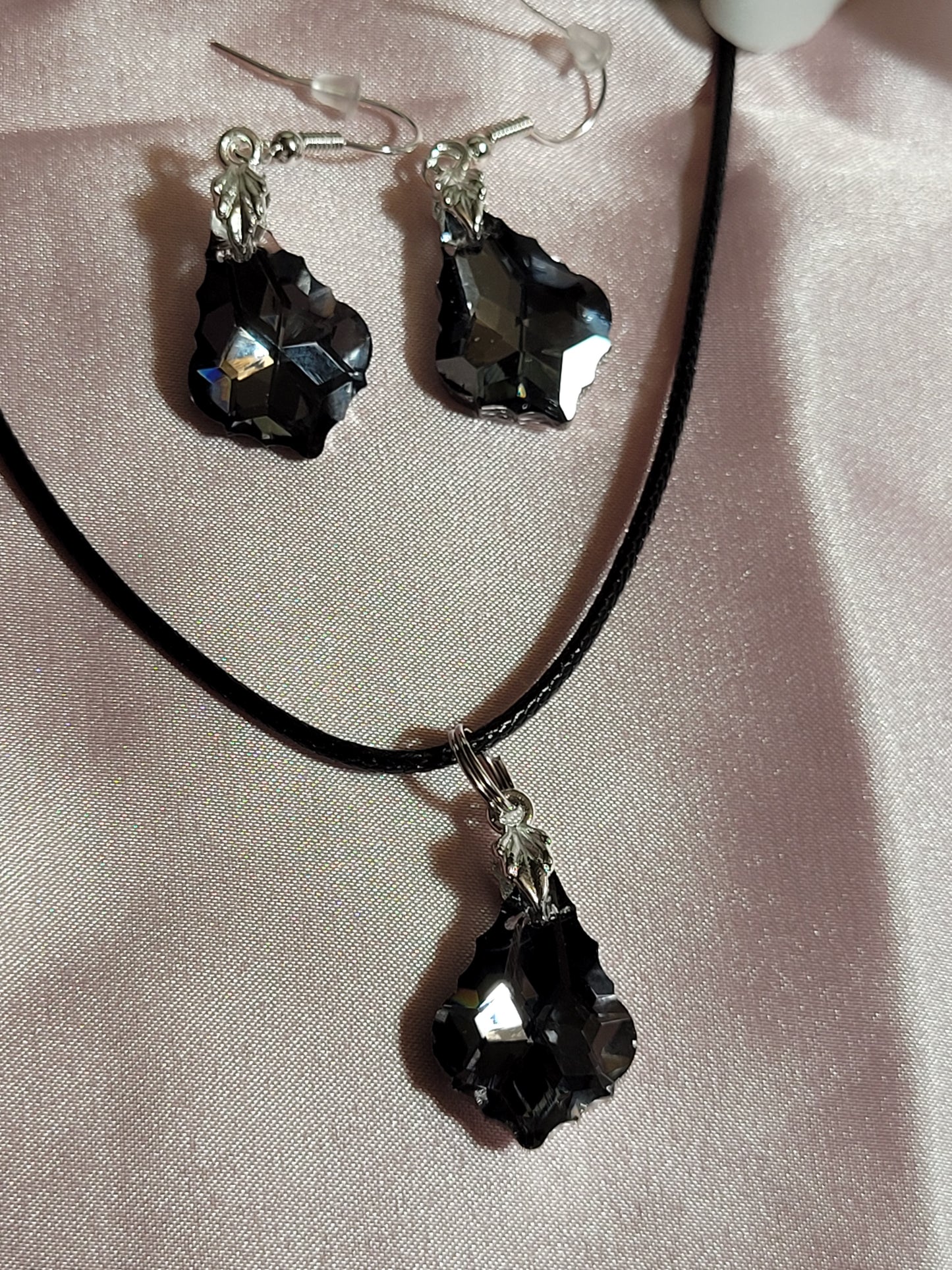 Black Night Necklace and Earring Set