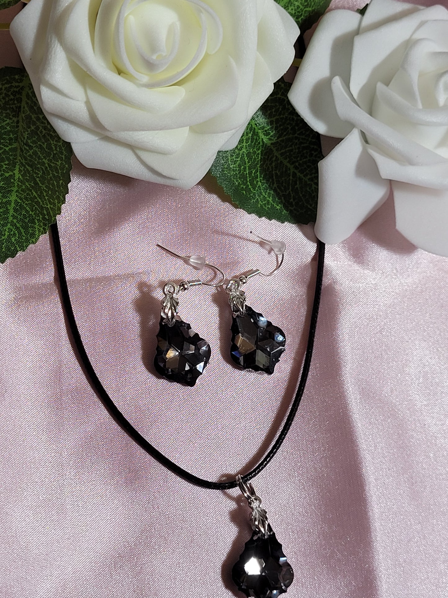 Black Night Necklace and Earring Set