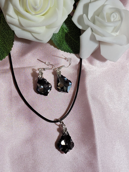 Black Night Necklace and Earring Set