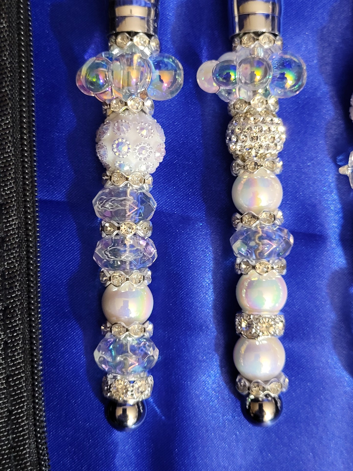 Beaded White Makeup Brush Set