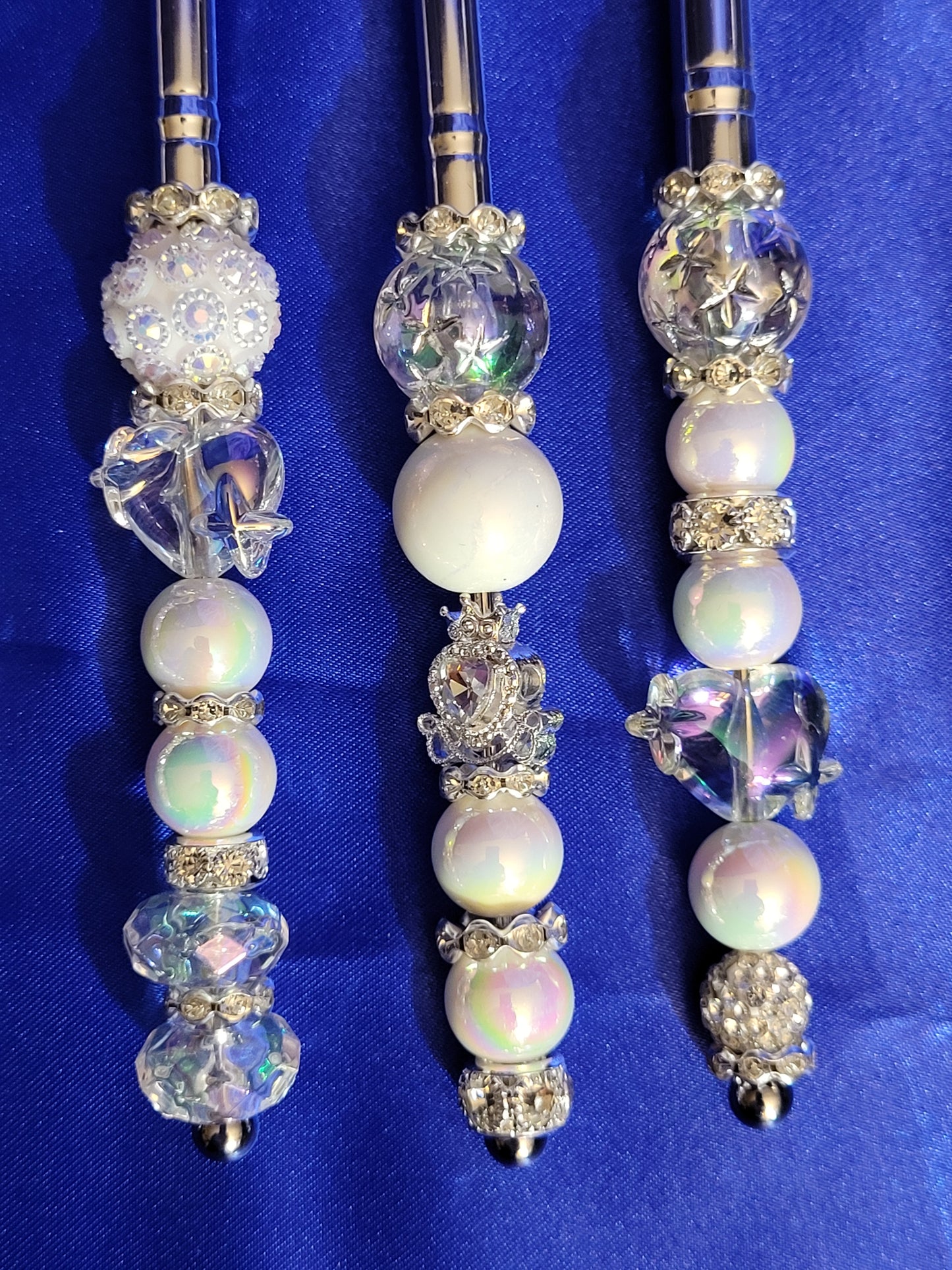 Beaded White Makeup Brush Set