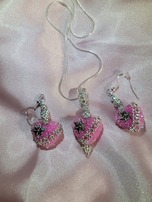 Sugar Heart Earring and Necklace Set