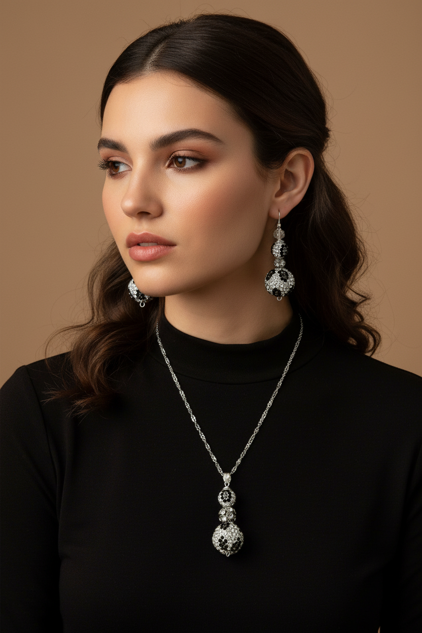 Black Leopard Necklace and Earring Set lifestyle image