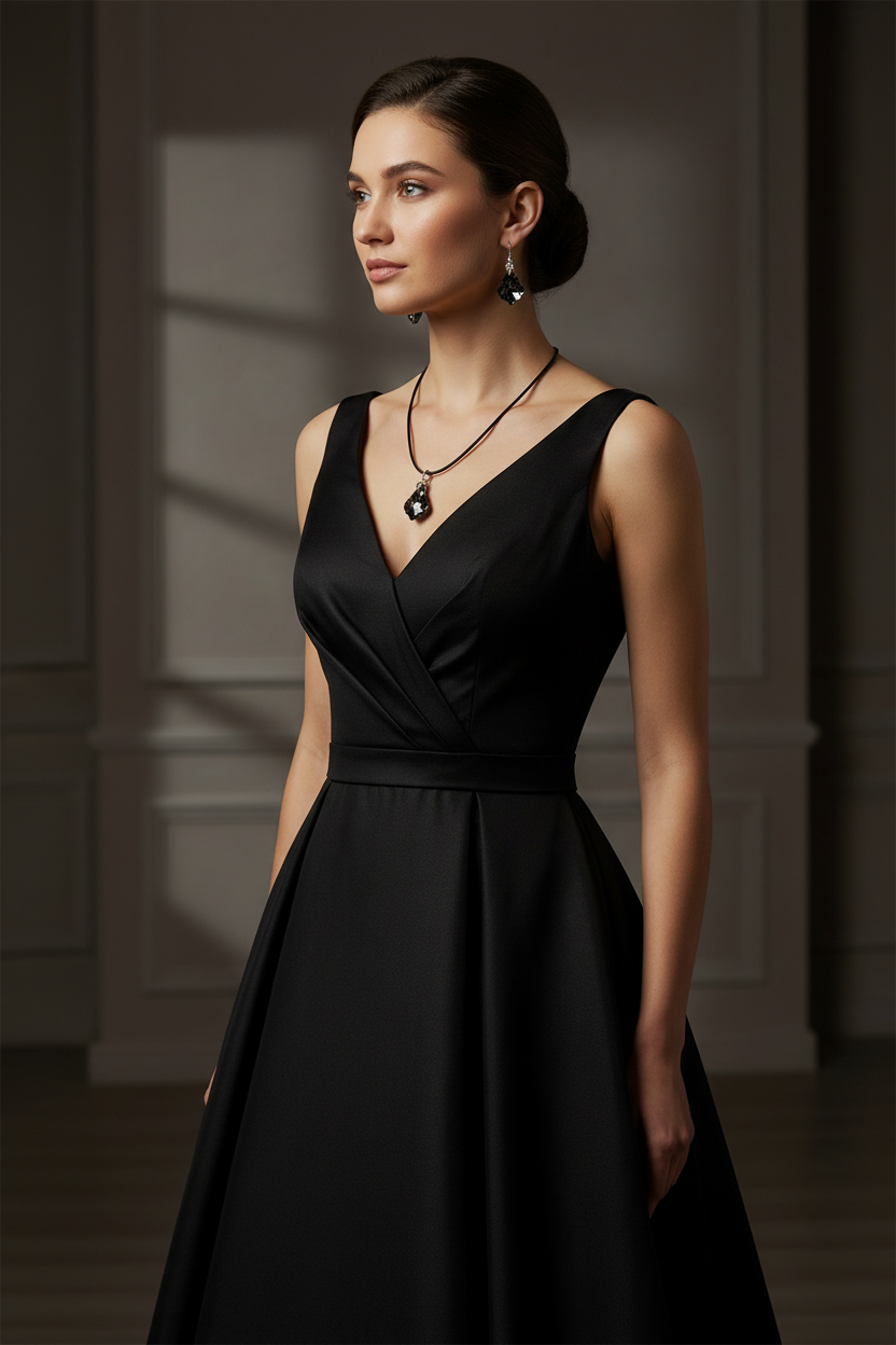 Black Night Necklace and Earring Set lifestyle image