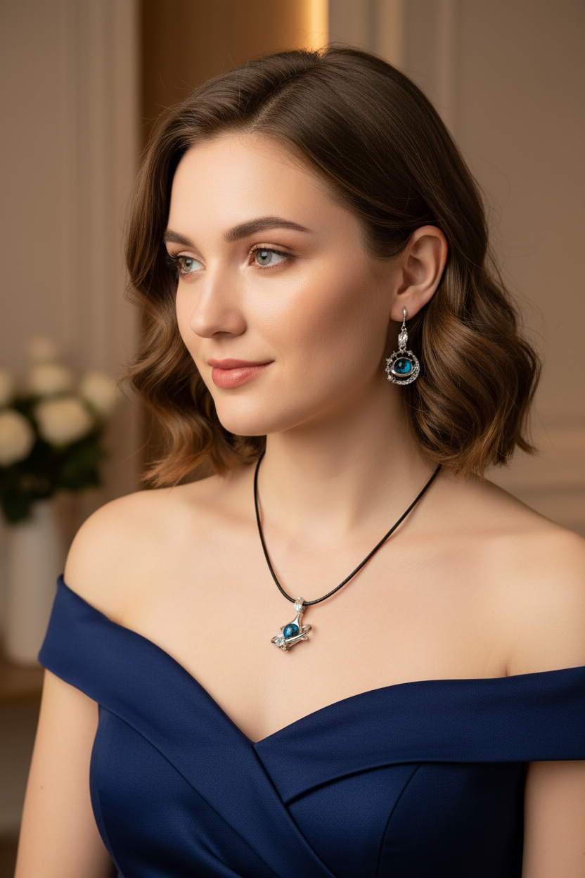 Blue Universe Necklace and Earrings lifestyle image
