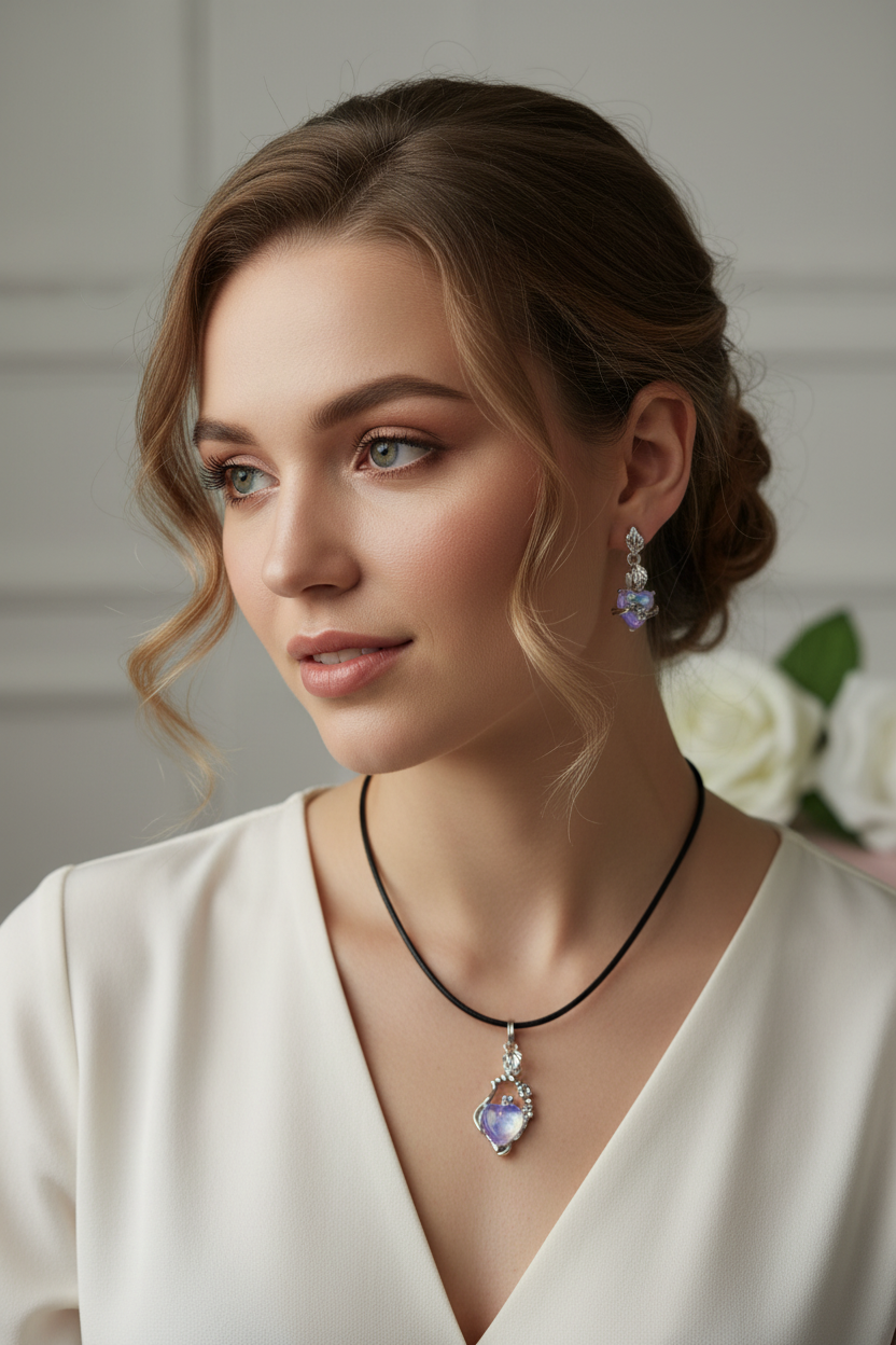 Heart and Stars Necklace and Earring Set lifestyle image