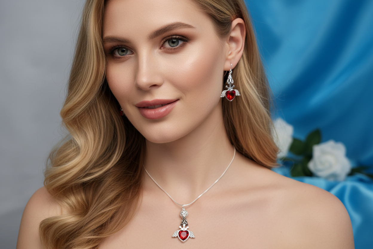 Heart Wing Necklace Set Lifestyle Image