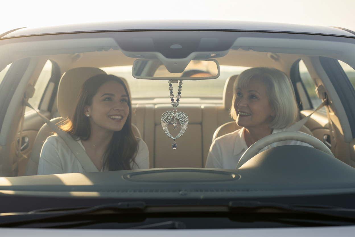 People in car admiring the Car Mirror Charms
