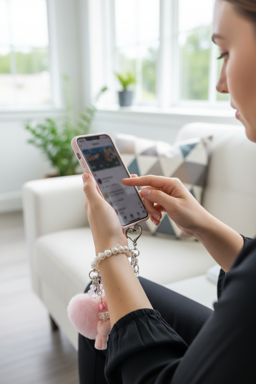 Pink Heart Dangel in use