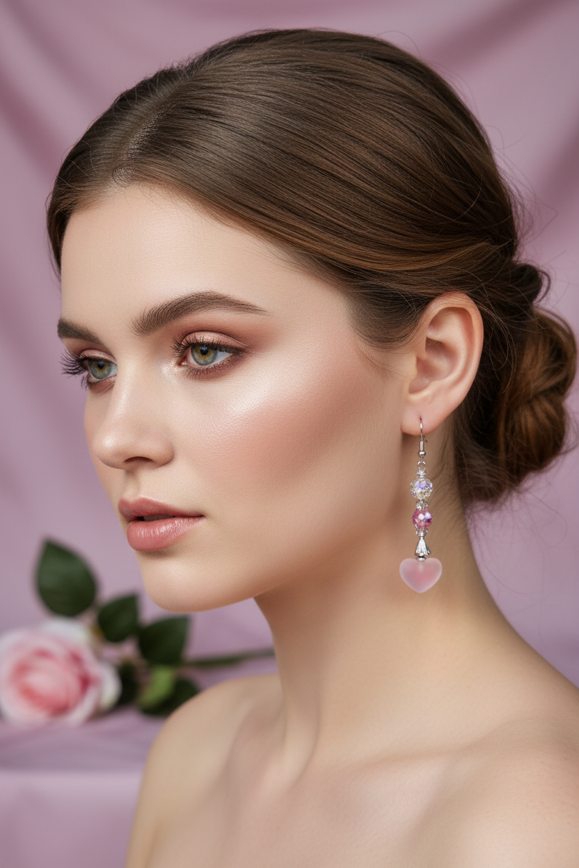 Pink Heart Earrings lifestyle photo