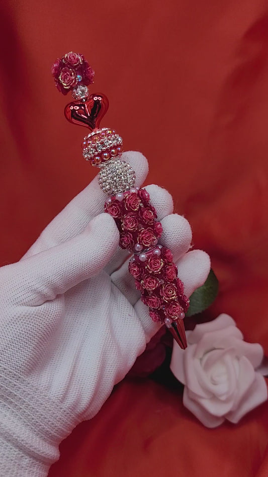 Heart & Rose Beaded Pen