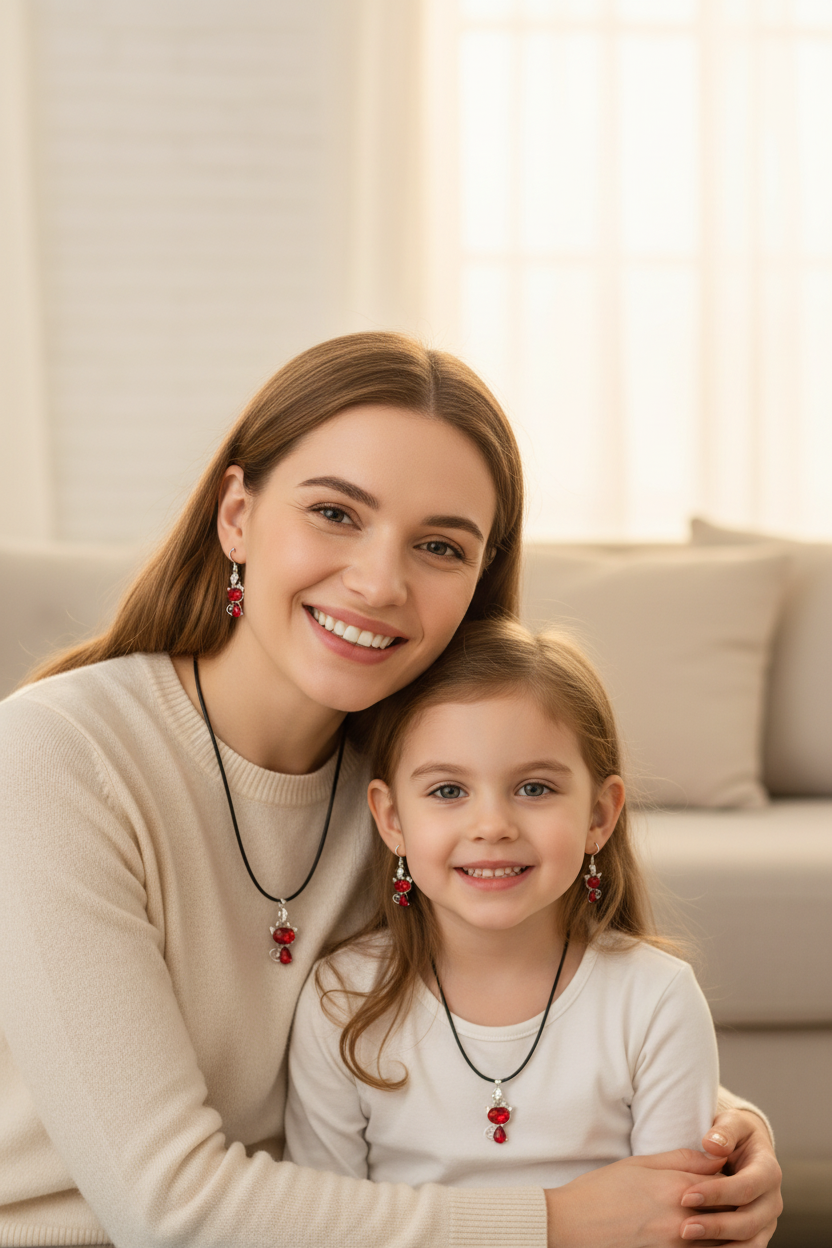 Red Kitty Necklace and Earring Set lifestyle image