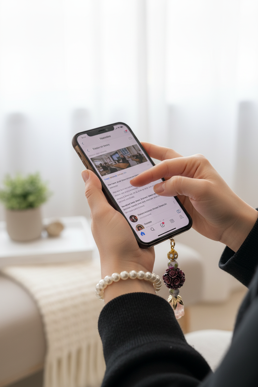 Rose Ball Cell Phone Dangle - single pearl wrist strap