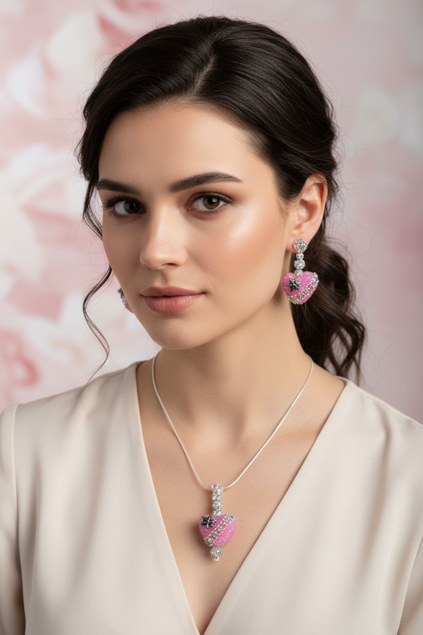 Sugar Heart Earring and Necklace Set lifestyle photo