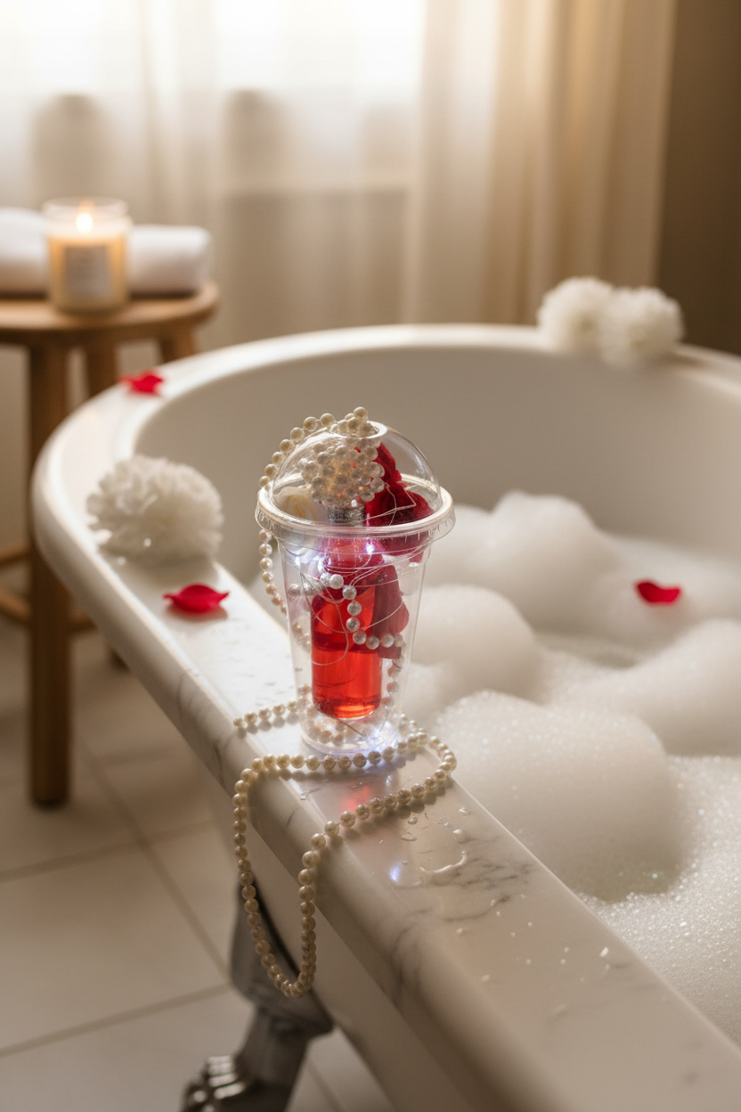 Teddy Soap Cup - elegant bubble bath setting