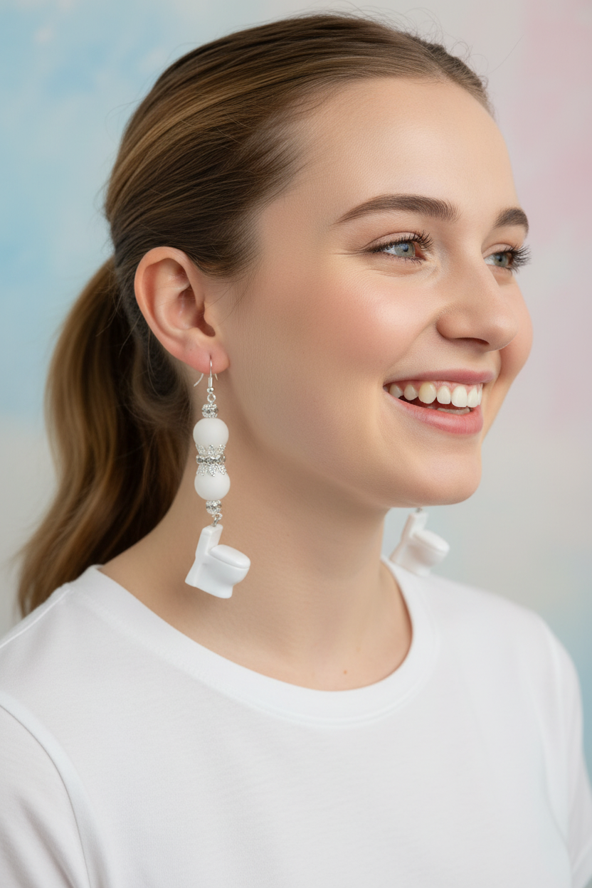 Toilet Earrings lifestyle photo