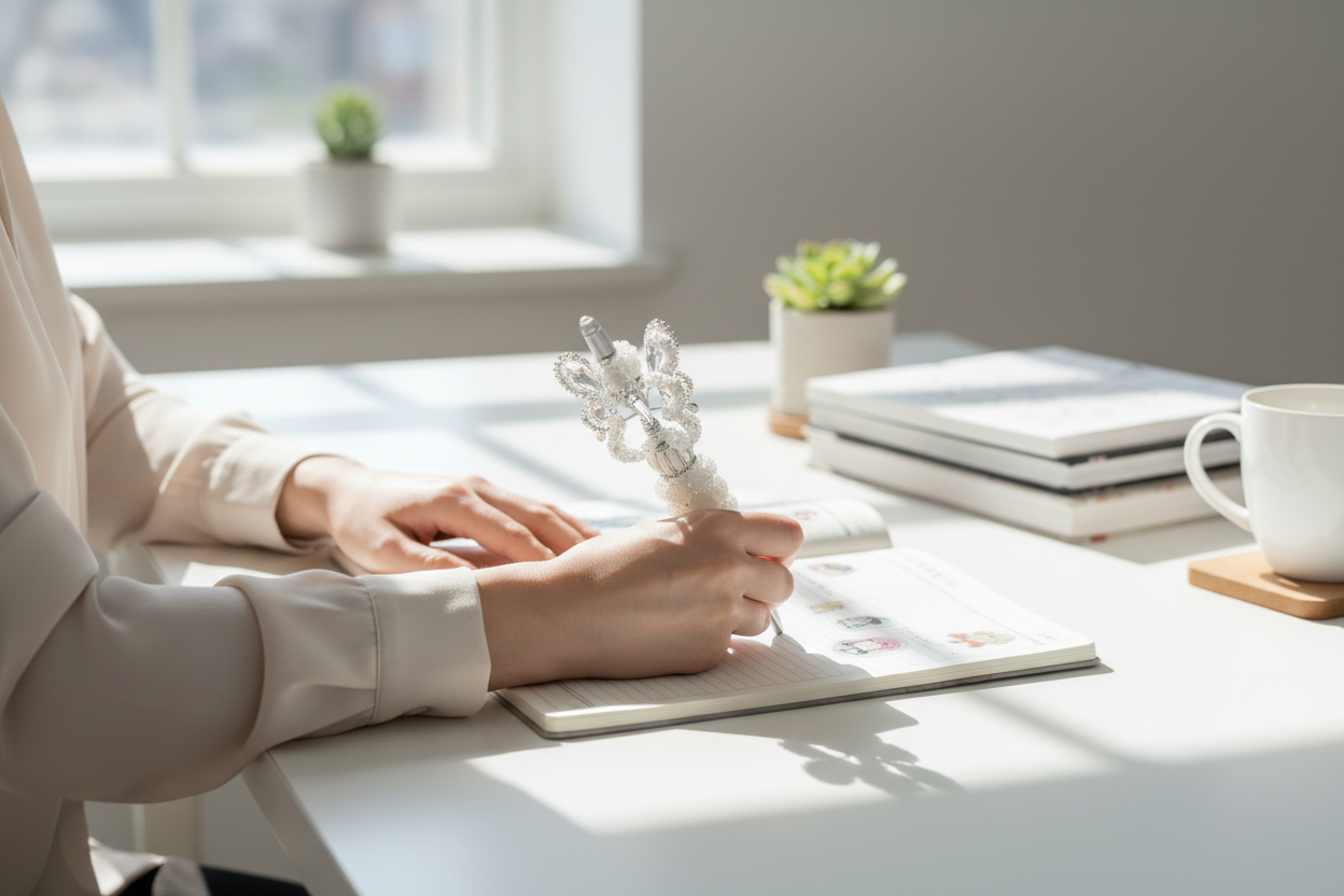 White Elegance Butterfly Pen lifestyle photo