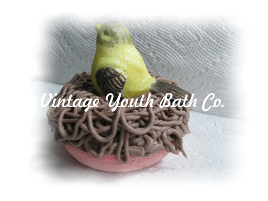 Birds Nest Bath Bomb With Bird, and Bubble Icing